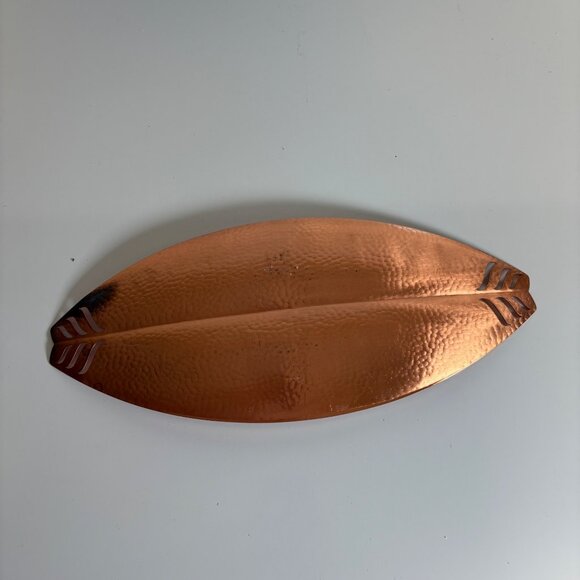 Cavalier Copperware Hammered Leaf Design Tray Decorative Cutout Home Decor E743C - Picture 5 of 8